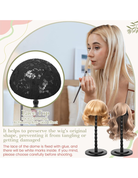 Soporte para Pelucas Geelin - 4 Piezas Antideslizantes 35.1 cm Negro