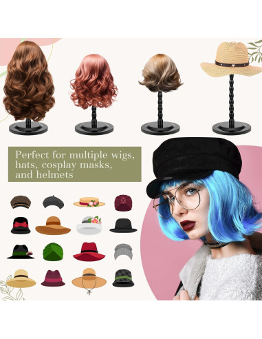 Soporte para Pelucas Geelin - 4 Piezas Antideslizantes 35.1 cm Negro