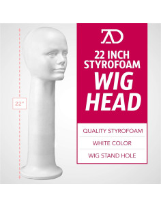 Cabeza de Maniquí de Espuma 55.88 cm Adolfo Designs - Pelucas 2