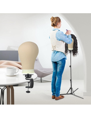 Cabeza de Maniquí para Pelucas AliLeader 24" Lienzo Duradera