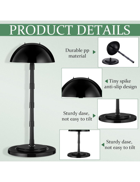 Soporte de Peluca Ajustable Shimeyao 8 Pcs Negro 11.5-36.4 cm