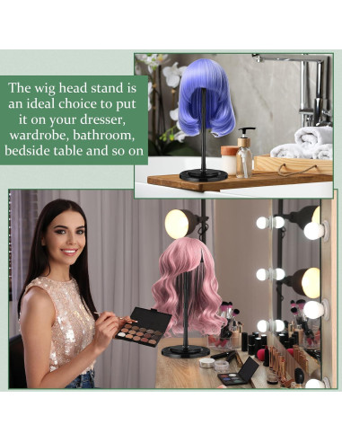 Soporte de Peluca Ajustable Shimeyao 8 Pcs Negro 11.5-36.4 cm