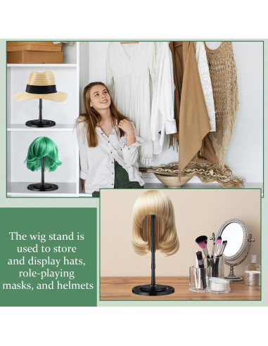 Soporte de Peluca Ajustable Shimeyao 8 Pcs Negro 11.5-36.4 cm