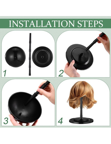 Soporte de Peluca Ajustable Shimeyao 8 Pcs Negro 11.5-36.4 cm