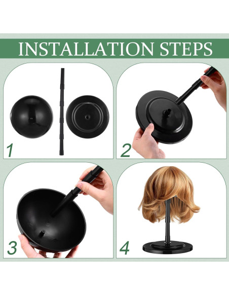 Soporte de Peluca Ajustable Shimeyao 8 Pcs Negro 11.5-36.4 cm