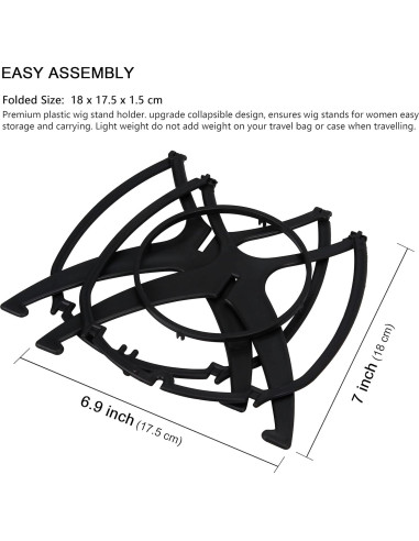Soporte Plegable para Pelucas Cortas XCZYN - Negro