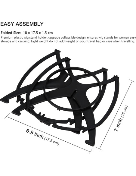 Soporte Plegable para Pelucas Cortas XCZYN - Negro