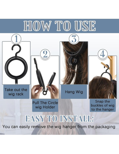 Soporte de Peluca Plegable Menkxi - 10 Pcs Negro 24x13.5 cm