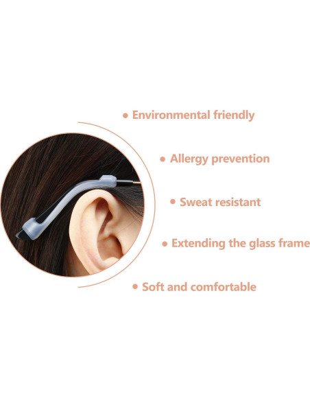 12 Pares Almohadillas de Silicona Frienda para Gafas Antideslizantes