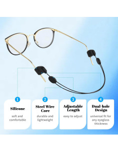 Correa Ajustable para Gafas Allfulyun - Antideslizante, Negro 2