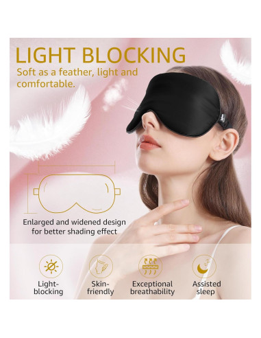 Máscara de Sueño de Seda HGBOO | 100% Seda Natural | Ajustable