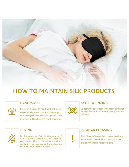 Máscara de Sueño de Seda HGBOO | 100% Seda Natural | Ajustable