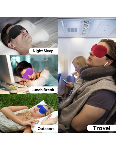 Máscara de Sueño 3D ELUTONG Ajustable - 4 Paquetes Bloqueo Luz