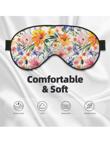 Máscara de Sueño Floral Acuarela YNXYTB Ajustable 10x20cm