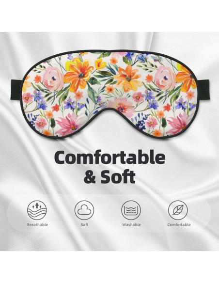 Máscara de Sueño Floral Acuarela YNXYTB Ajustable 10x20cm Máscara de Sueño Floral Acuarela YNXYTB Ajustable 10x20cm