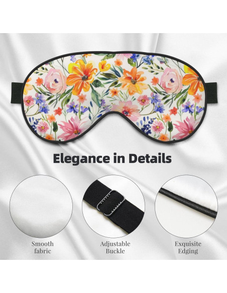 Máscara de Sueño Floral Acuarela YNXYTB Ajustable 10x20cm Máscara de Sueño Floral Acuarela YNXYTB Ajustable 10x20cm