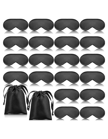 20 Piezas Máscaras de Seda para Dormir Ajustables - Negro