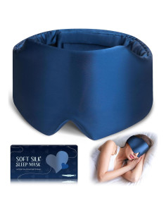 Máscara de Sueño de Seda Zinpaza Ajustable Azul Marino