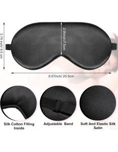 20 Piezas Máscaras de Seda para Dormir Ajustables - Negro 2