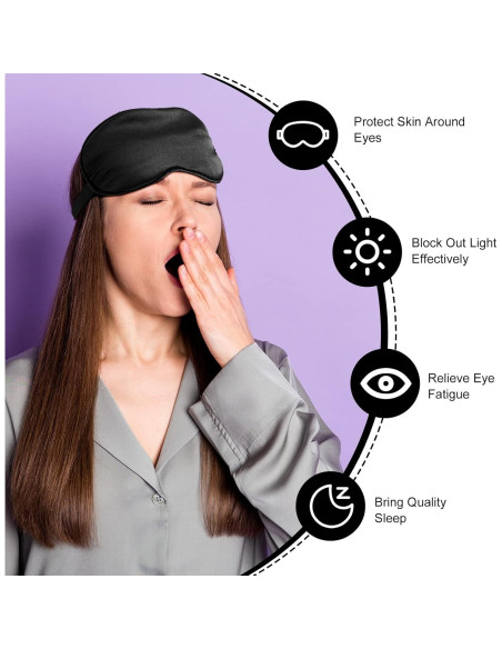 20 Piezas Máscaras de Seda para Dormir Ajustables - Negro