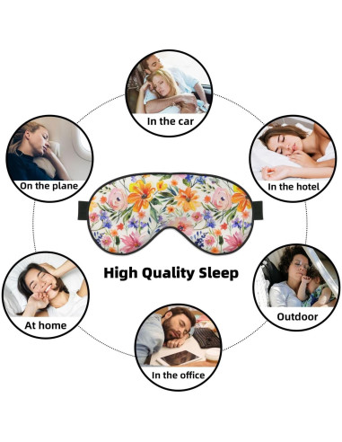 Máscara de Sueño Floral Acuarela YNXYTB Ajustable 10x20cm