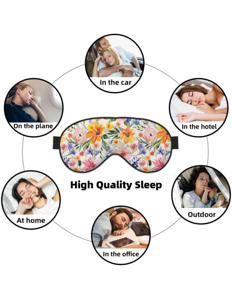 Máscara de Sueño Floral Acuarela YNXYTB Ajustable 10x20cm Máscara de Sueño Floral Acuarela YNXYTB Ajustable 10x20cm