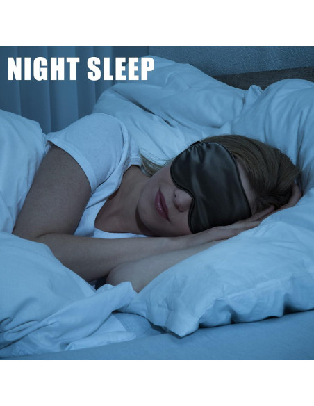 20 Piezas Máscaras de Seda para Dormir Ajustables - Negro