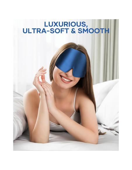 Máscara de Sueño de Seda Zinpaza Ajustable Azul Marino