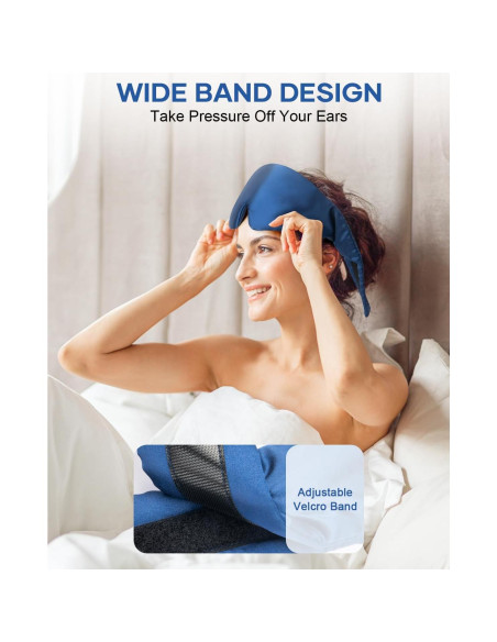 Máscara de Sueño de Seda Zinpaza Ajustable Azul Marino