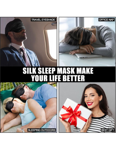 20 Piezas Máscaras de Seda para Dormir Ajustables - Negro