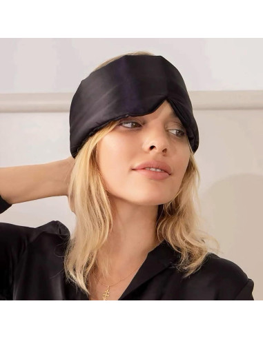 Máscara de Sueño de Seda de Morera DAISYSILK - Ajustable, Negro