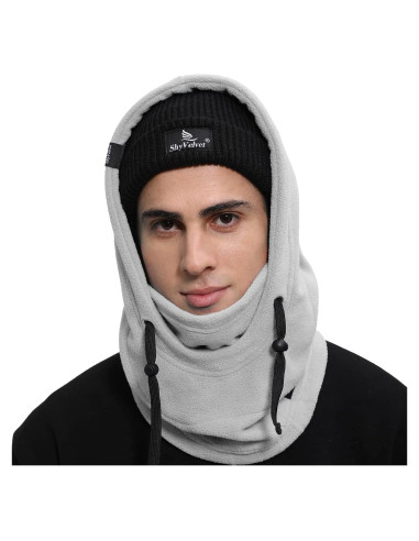 Balaclava de Esquí Polar Gris Unisex Resistente al Viento