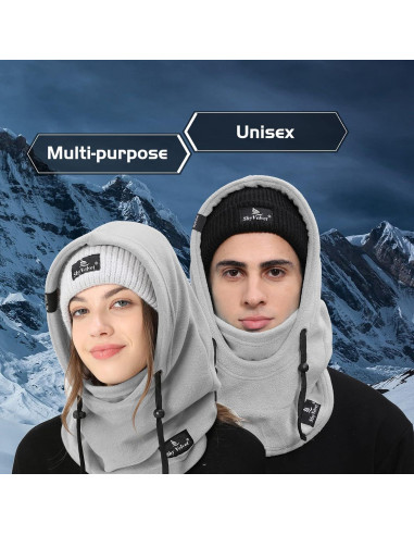 Balaclava de Esquí Polar Gris Unisex Resistente al Viento