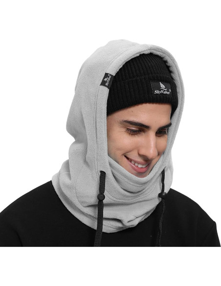 Balaclava de Esquí Polar Gris Unisex Resistente al Viento