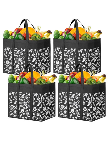 Bolsas de Compras Reutilizables WOWBOX 4 Piezas 35L Negro
