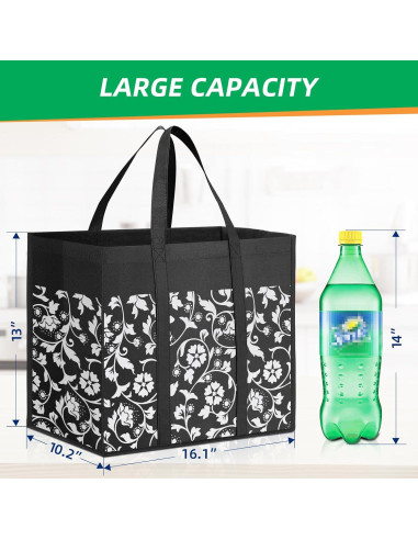 Bolsas de Compras Reutilizables WOWBOX 4 Piezas 35L Negro