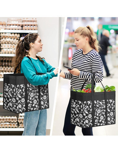 Bolsas de Compras Reutilizables WOWBOX 4 Piezas 35L Negro