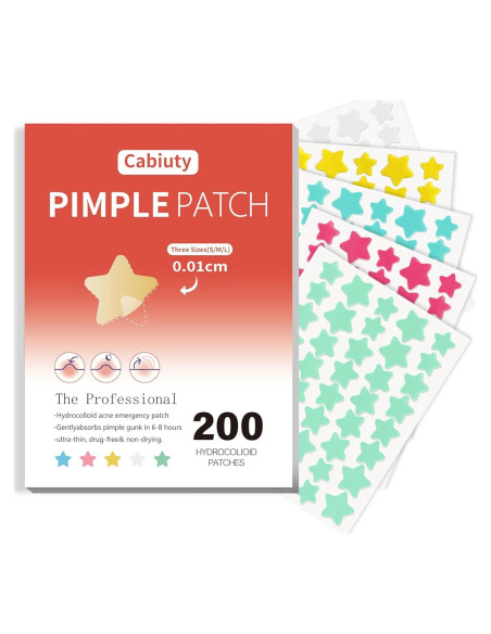 Parche Hidrocoloide para Granos Cabiuty - 200 Unidades, 3 Tamaños