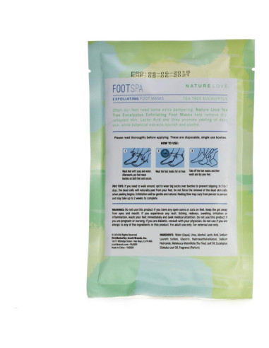 Máscara Exfoliante para Pies Nature Love | Árbol de Té Eucalipto | 3 Pares