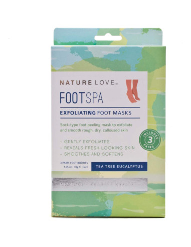 Máscara Exfoliante para Pies Nature Love | Árbol de Té Eucalipto | 3 Pares