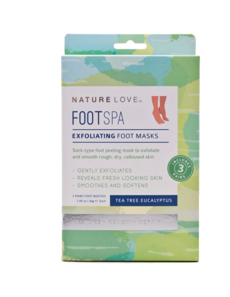 Máscara Exfoliante para Pies Nature Love | Árbol de Té Eucalipto | 3 Pares