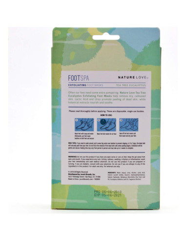Máscara Exfoliante para Pies Nature Love | Árbol de Té Eucalipto | 3 Pares