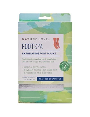 Máscara Exfoliante para Pies Nature Love | Árbol de Té Eucalipto | 3 Pares