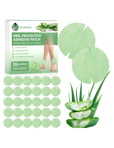 30 Parches Adhesivos para Talones Agrietados TEAWOO Aloe Vera