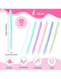 12 Piezas Empujadores de Cutículas de Vidrio Honoson - 6 Colores 2