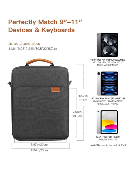 MoKo Funda para Tabletas 9-11" Negra y Gris con Asa