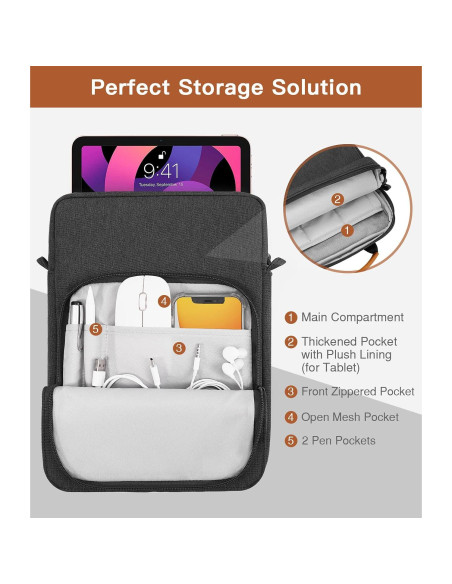 MoKo Funda para Tabletas 9-11" Negra y Gris con Asa