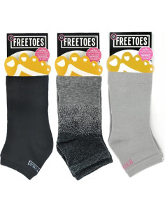 Calcetines sin dedos Freetoes - Paquete de 3 - Negro y gris argyle 2