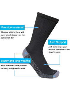 Calcetines de Trabajo APTYID para Hombre Talla 9-12 Negro 6 Pares 2