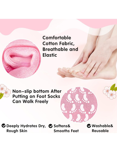 Calcetines Hidratantes Yihurlm 2 Pares Gel Antideslizantes Rosa Azul